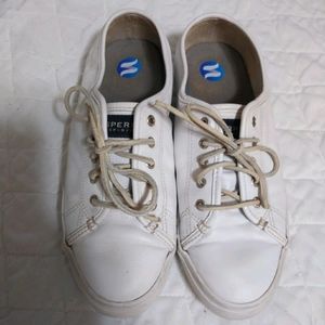 Women's Leather Sperry Top Siders White